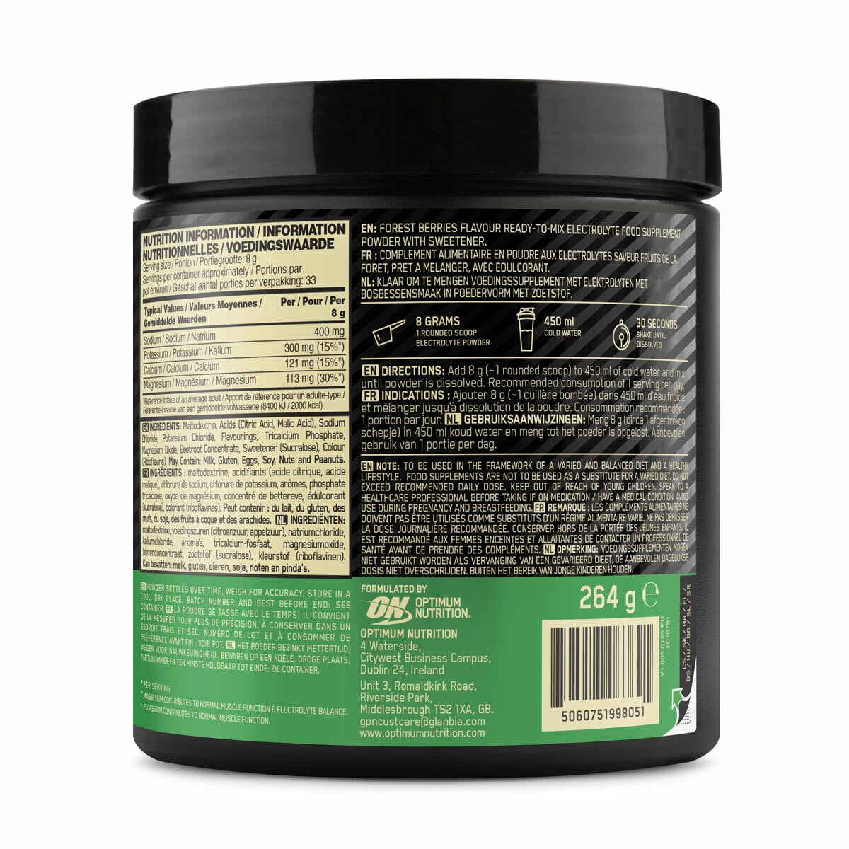 Optimum Nutrition Electrolyte Powder Forest Berries 2 x 264g, imported from the UK