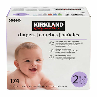 Costco UK Kirkland Signature Nappies, Size 2, 174 Pack- Buy online at McGrocer