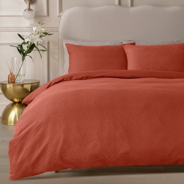 Habitat cotton jacquard bedding set single rust (British brand)