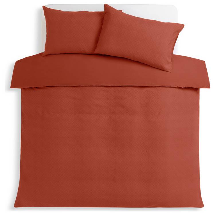 Habitat cotton jacquard bedding set single rust (British brand)