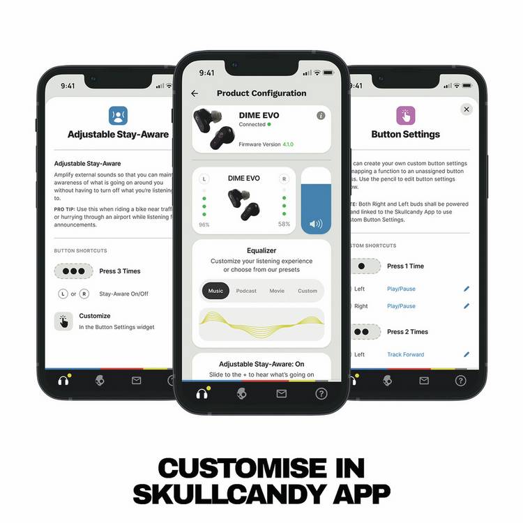 Skullcandy true wireless earbuds black, imported from the UK