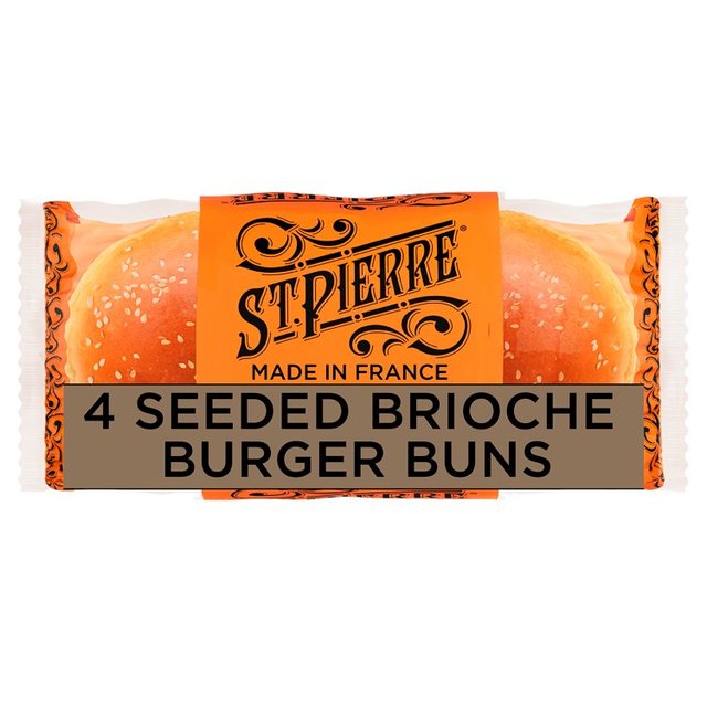 St Pierre Sliced Seeded Brioche Burger Buns   4 per pack