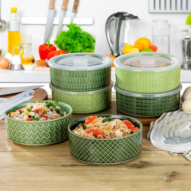 مجموعة Signature Housewares الحجرية المكونة من 6 أوعية بأغطية، مستوردة من المملكة المتحدة