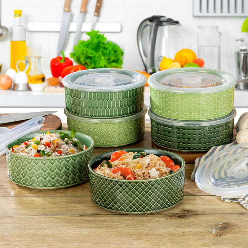 مجموعة Signature Housewares الحجرية المكونة من 6 أوعية بأغطية، مستوردة من المملكة المتحدة