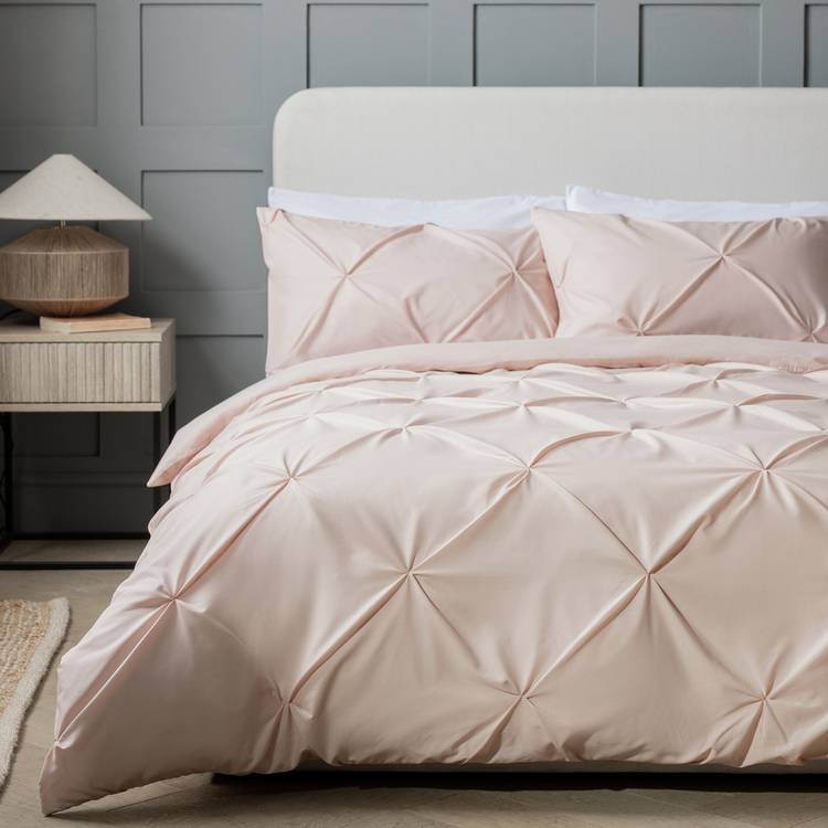Argos Home pink pintuck bedding set double - British product