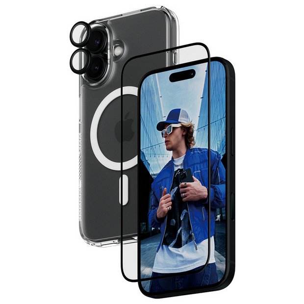 PanzerGlass iPhone 16 3-in-1 protection bundle, imported from the UK