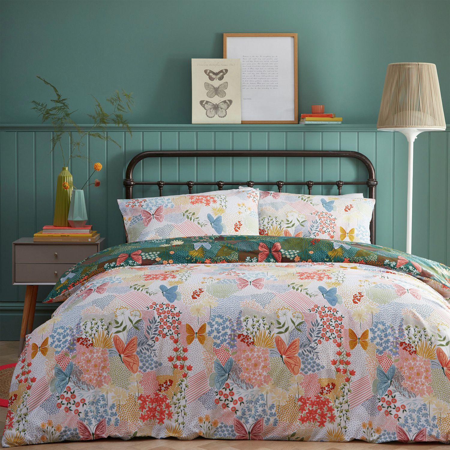 furn Forage Floral Teal Bedding Set - Superking