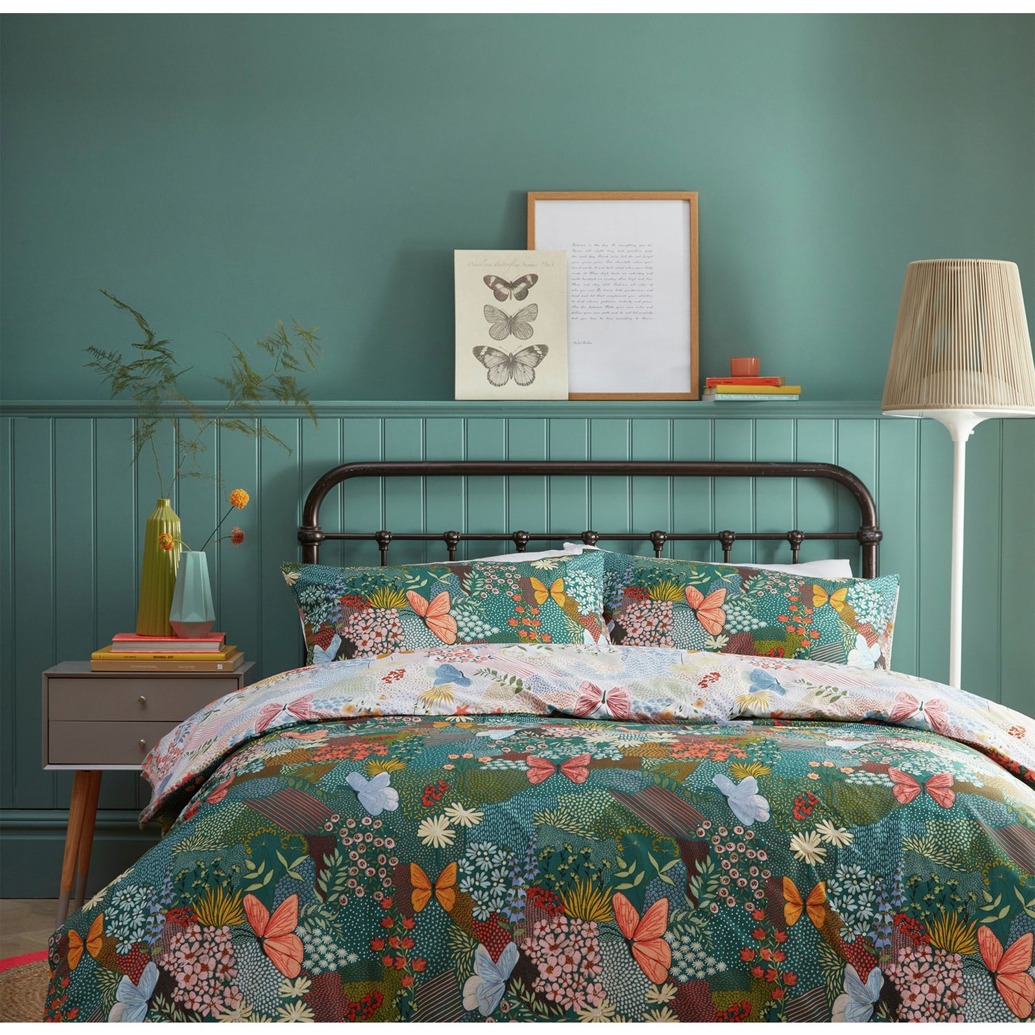 furn Forage Floral Teal Bedding Set - King size