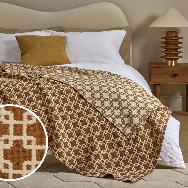 Habitat Chain Geo woven throw brown 125x150cm (British brand)