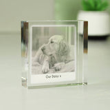 Personalised photo and message crystal token, imported from the UK