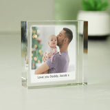 Personalised photo and message crystal token, imported from the UK