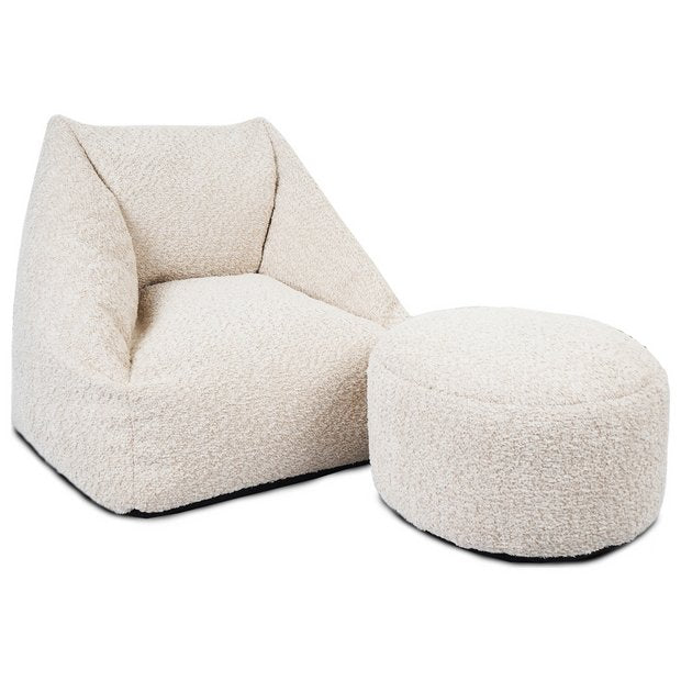 rucomfy Kids Snuggle bean bag chair and footstool in oatmeal, imported from the UK