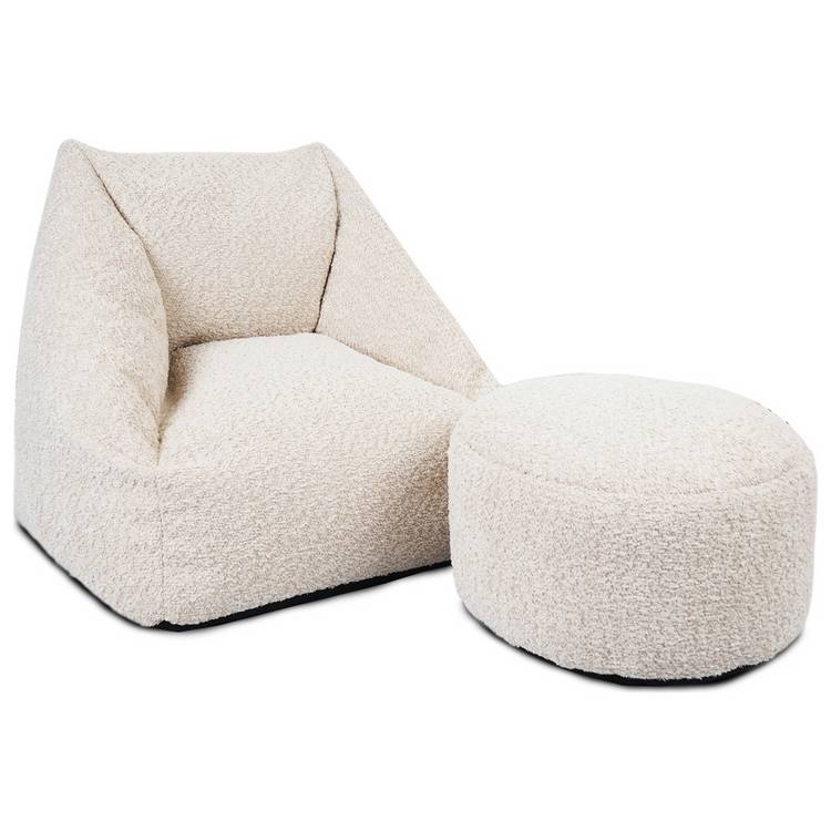 rucomfy Kids Snuggle bean bag chair and footstool in oatmeal, imported from the UK