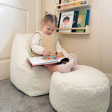rucomfy Kids Snuggle bean bag chair and footstool in oatmeal, imported from the UK