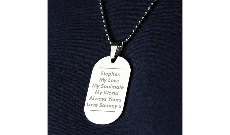 Personalised Memento Men's Stainless Steel Dog Tag Necklace