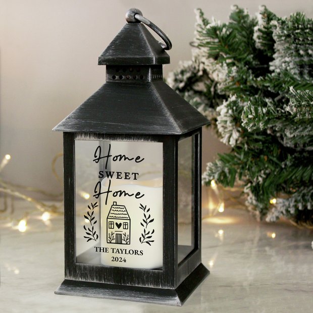 Personalised message black lantern 27cm (British brand)