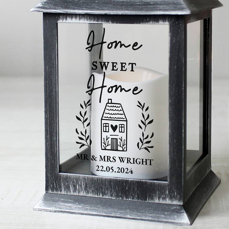 Personalised message black lantern 27cm (British brand)