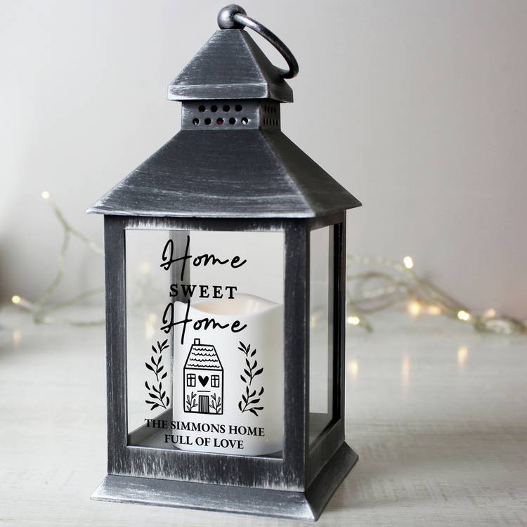 Personalised message black lantern 27cm (British brand)