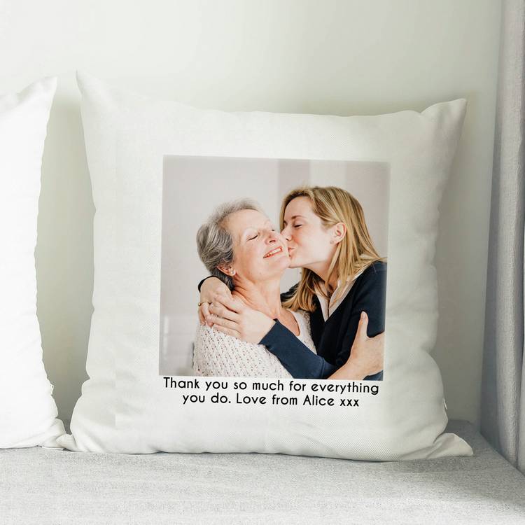 Personalised photo cushion with message 38cm - British product