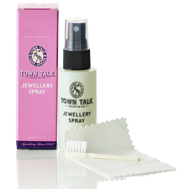 Town Talk Polish Jewellery Cleaning Kit with spray, brush, cloth, UK version