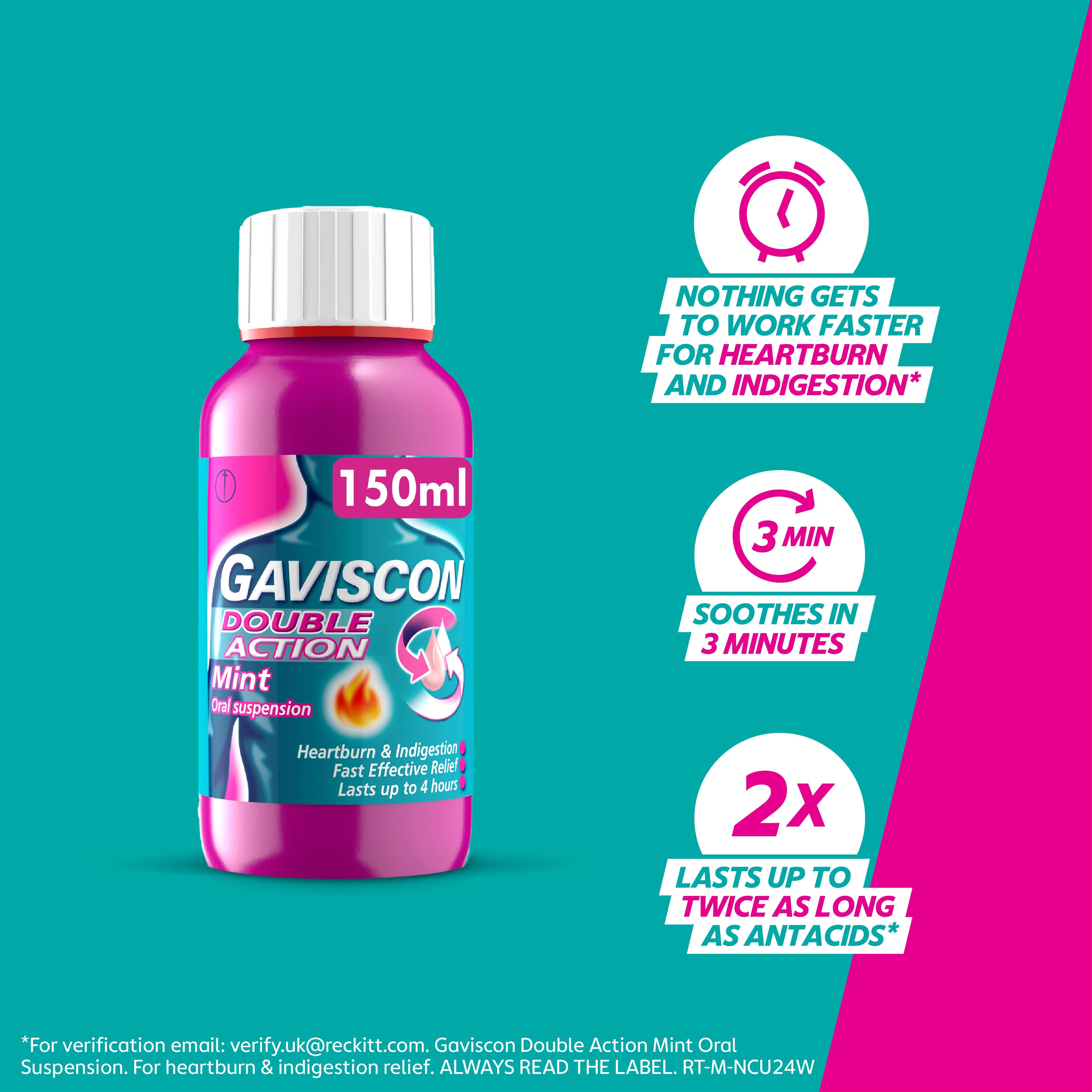 Gaviscon Double Action heartburn liquid 150ml - British product