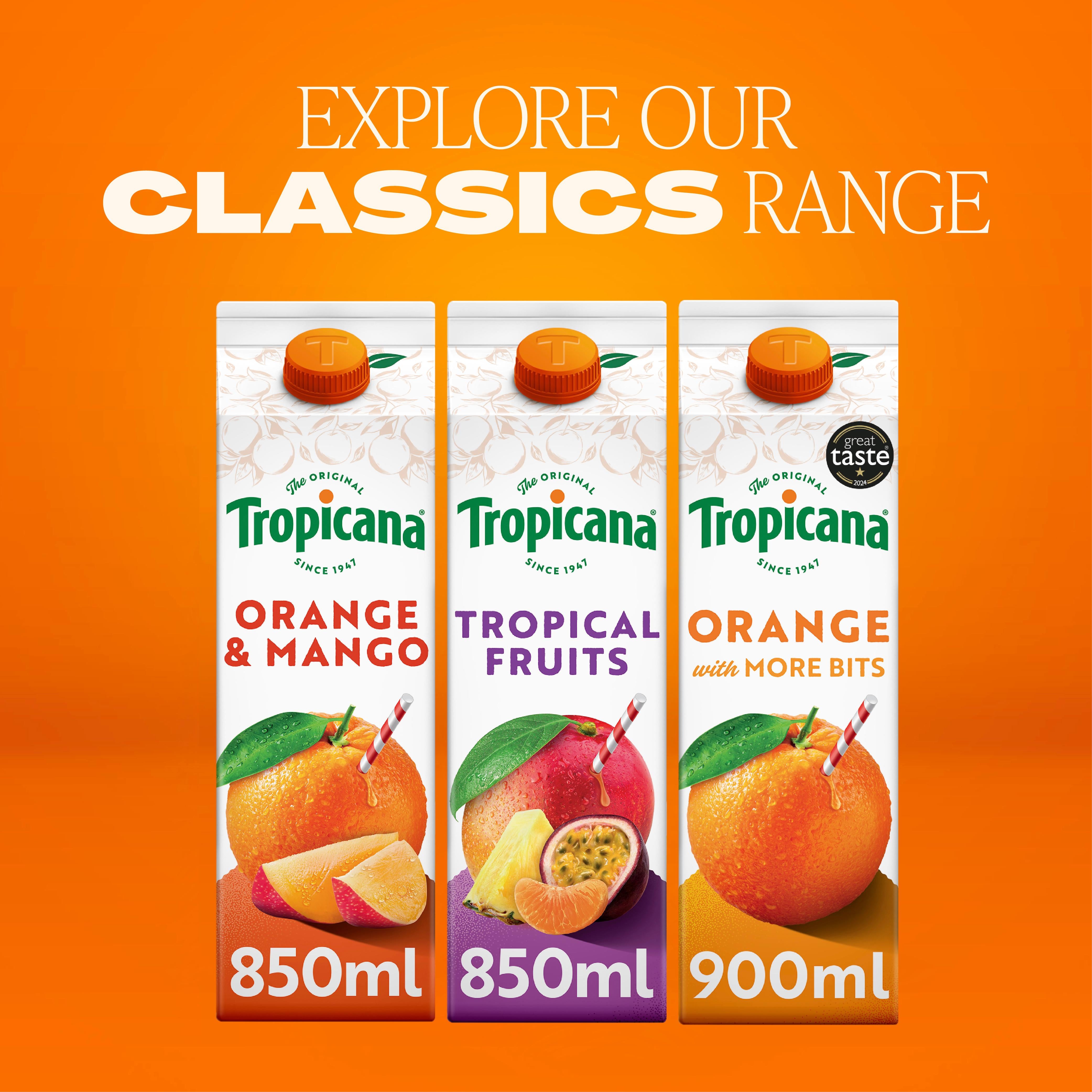 Tropicana smooth orange juice 900ml, UK version