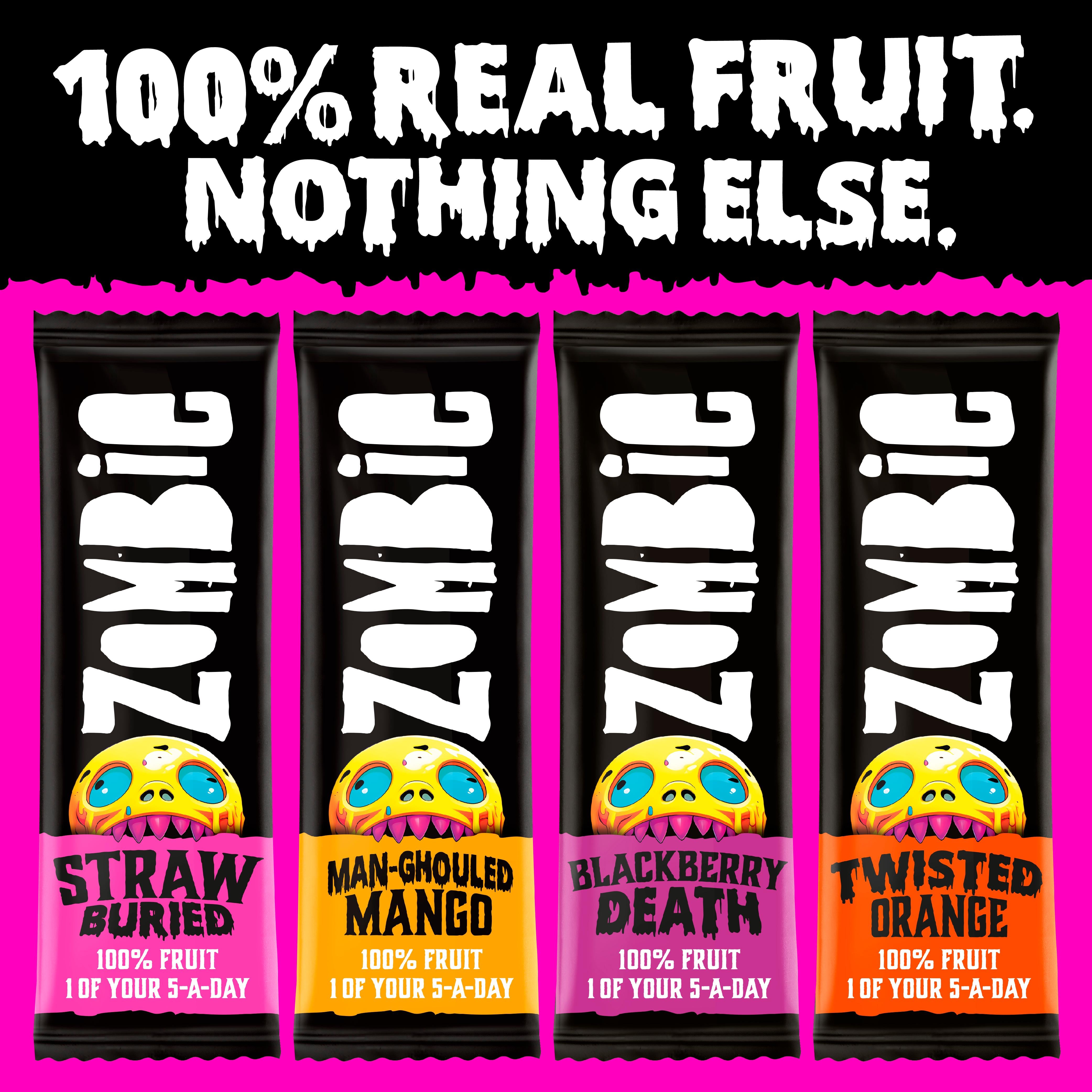 Zombie Fruit Leatherz Bars Variety Pack 4 x 25g (British brand)