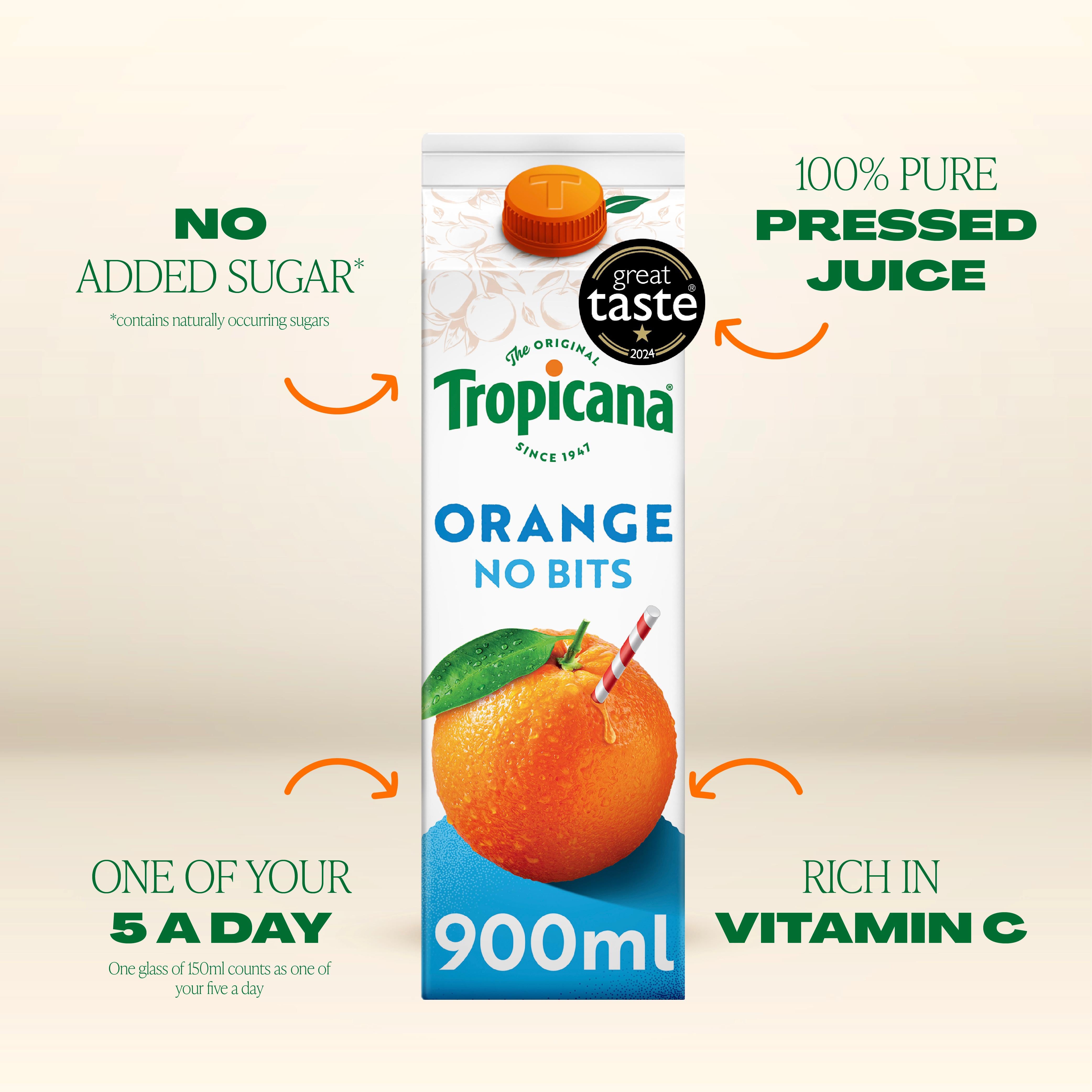 Tropicana smooth orange juice 900ml, UK version