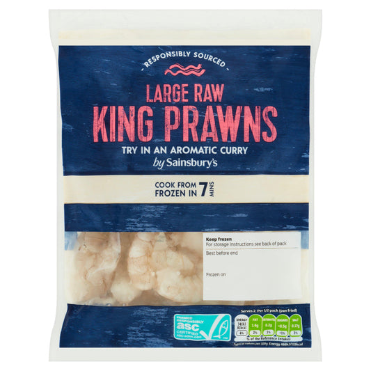 Sainsbury's Frozen Large Raw Peeled King Prawns ASC 180g GOODS Sainsburys   