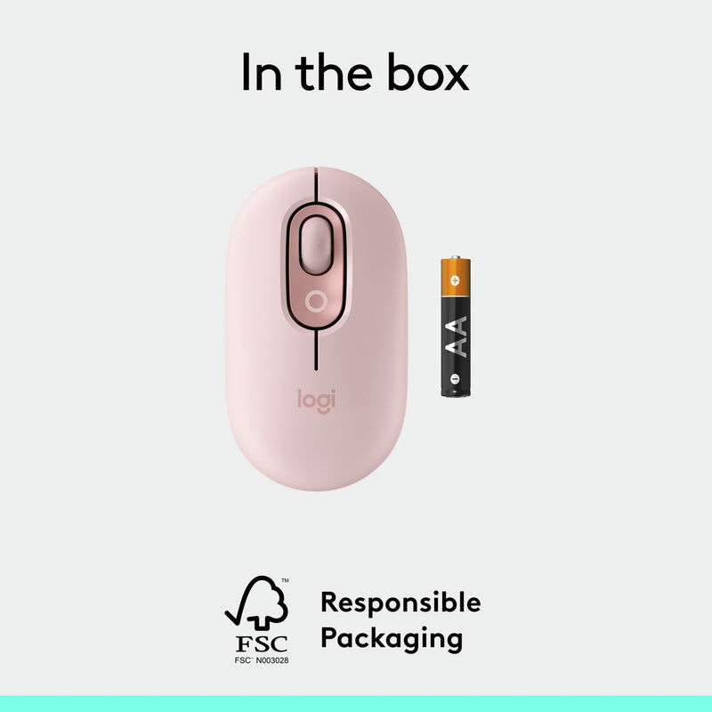 Logitech POP wireless mouse in rose, imported from the UK