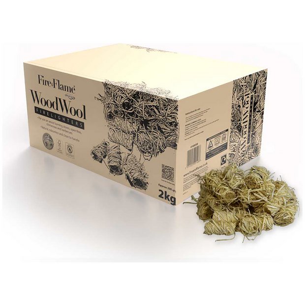 Fire and Flame Wood Wool 2kg natural firelighters - British product