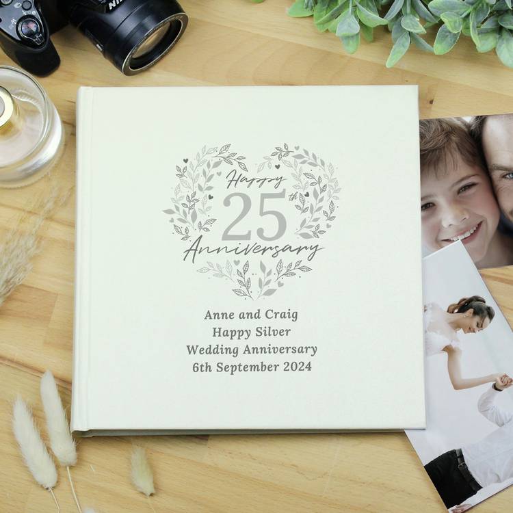 Personalised 25th anniversary photo album 22.5cm square (British brand)