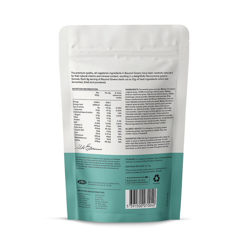 Udo's Choice Beyond Greens organic greens powder 125g, imported from the UK
