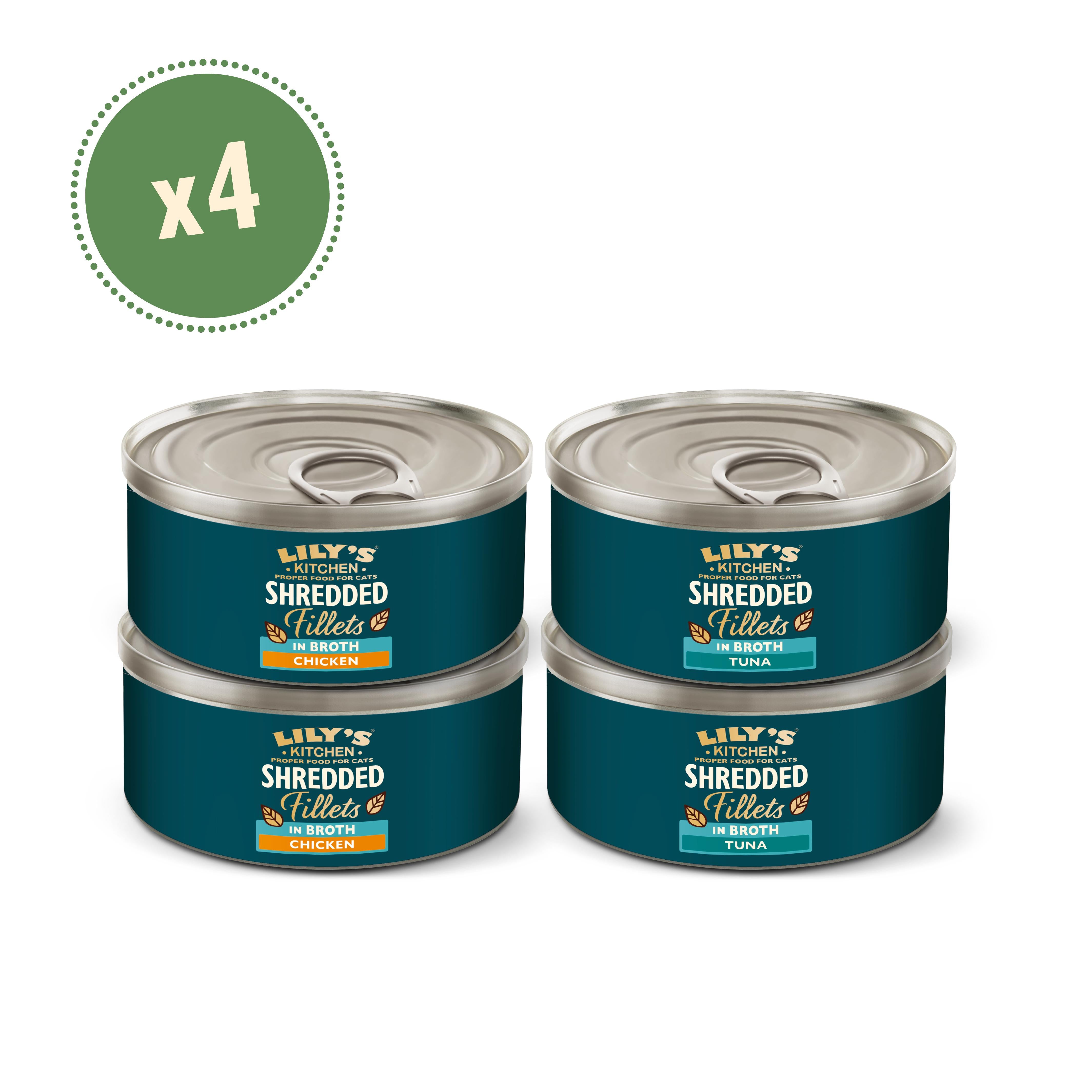 Lily's Kitchen Shredded Fillets cat food multipack 4x70g - British product