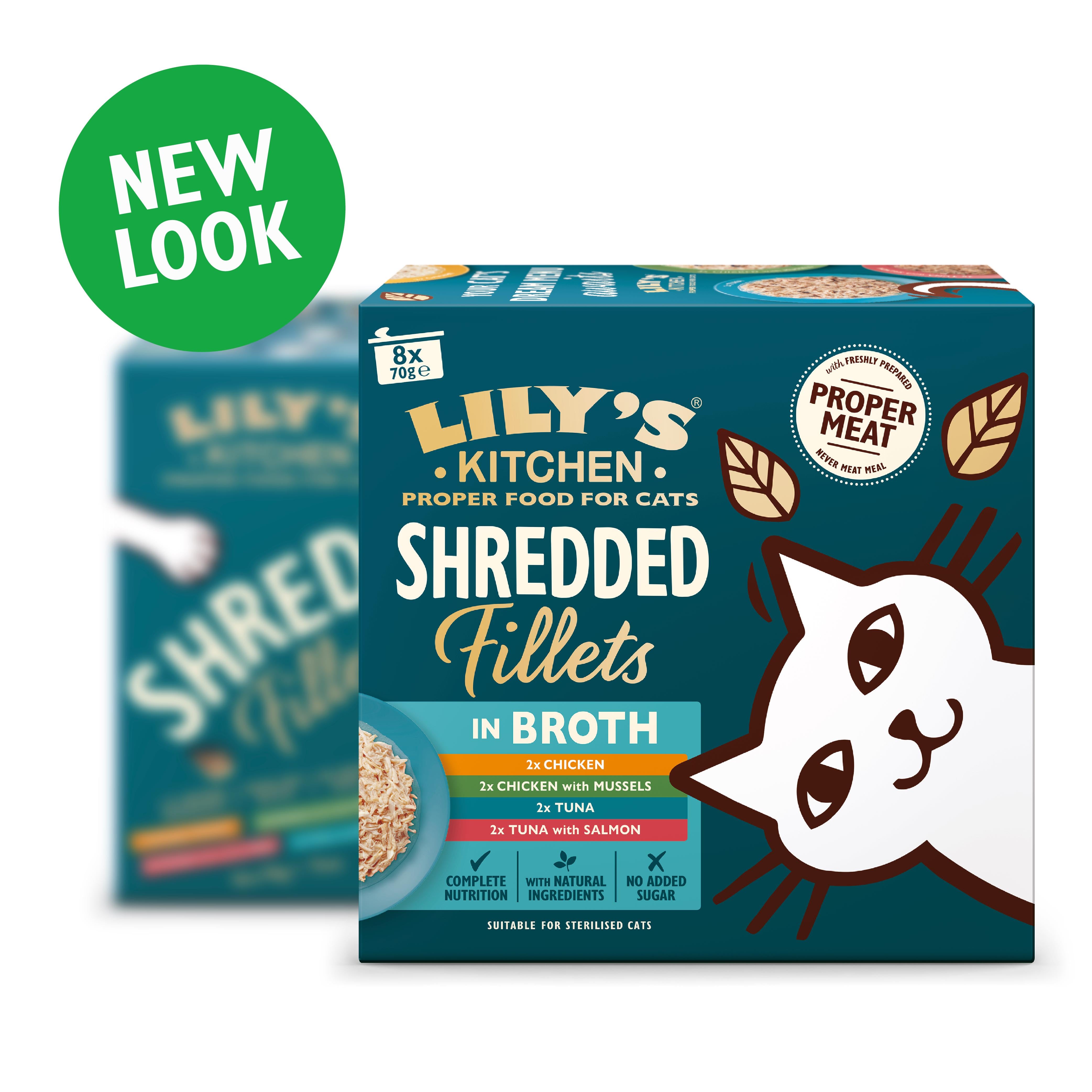Lily's Kitchen cat food shredded fillets multipack 8x70g (British brand)