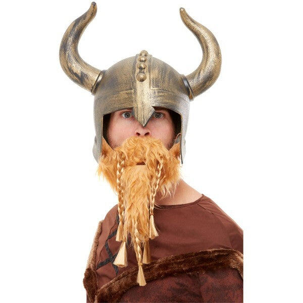 Smiffys Viking Helmet gold with beard (British brand)