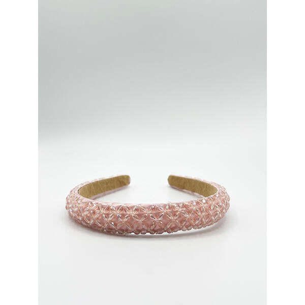 SVNX lattice beaded headband in pink (British brand)