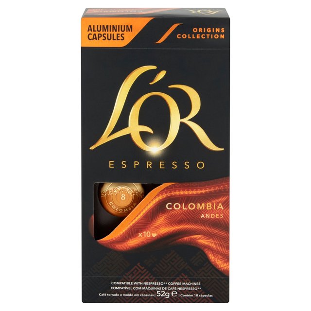 L'OR Colombia Coffee Pods x10 Intensity 8   10 per pack