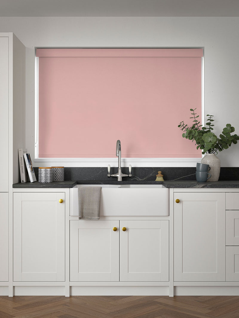 Next blush pink blackout roller blind (British brand)