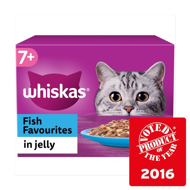 Whiskas 7+ Senior Wet Cat Food Fish Favourites in Jelly   12 x 85g