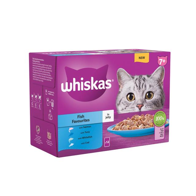 Whiskas 7+ Senior Wet Cat Food Fish Favourites in Jelly   12 x 85g GOODS M&S   