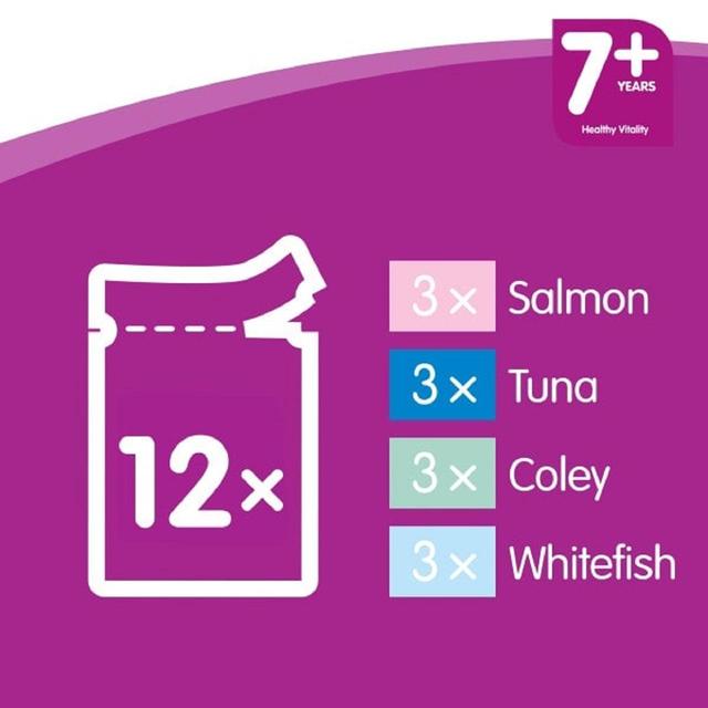 Whiskas 7+ Senior Wet Cat Food Fish Favourites in Jelly   12 x 85g GOODS M&S   