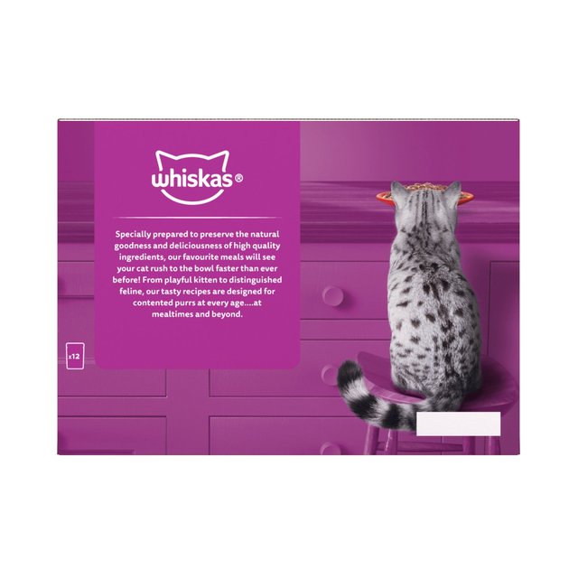 Whiskas 1+ Adult Wet Cat Food Pouches Meaty Meals in Jelly   12 x 85g GOODS M&S   