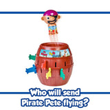 Pop Up Pirate children's game with barrel and swords - British product