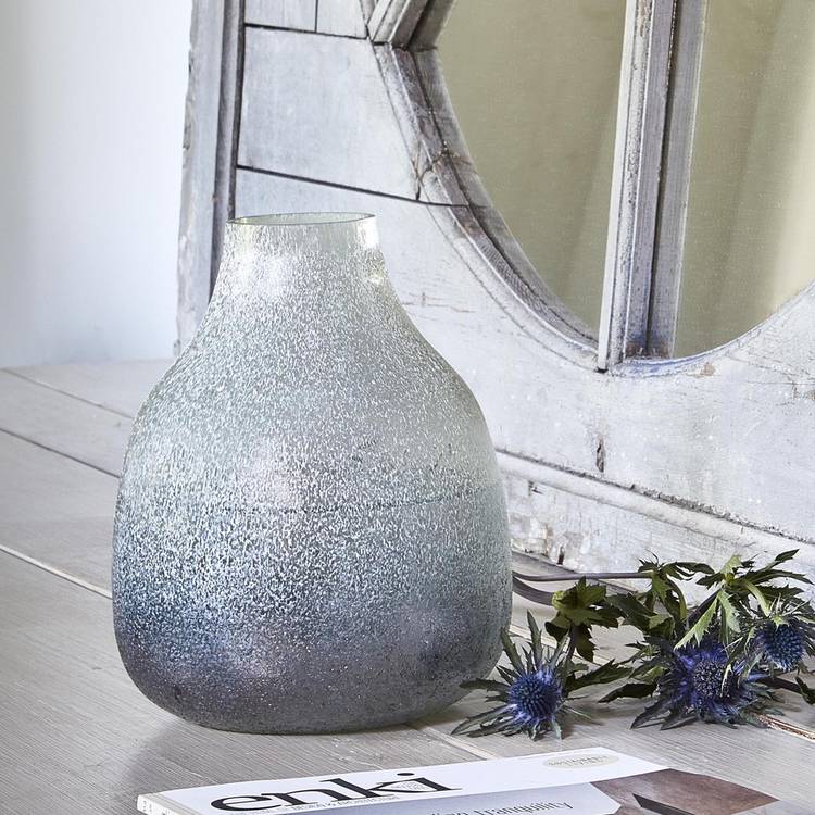 Ivyline Verre frosted glass vase in Atlantic blue, UK version