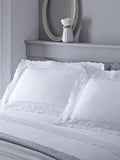 Serene White Renaissance Embroidered Edge Duvet Cover and Pillowcase Set