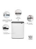 Brabantia White Bo Touch Double 30L bin British product
