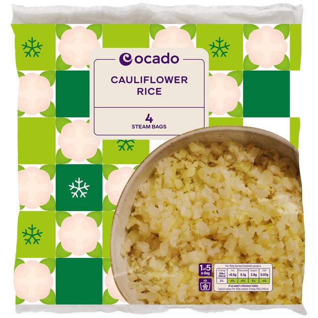 Ocado Frozen 4 Steam Bags Cauliflower Rice   600g