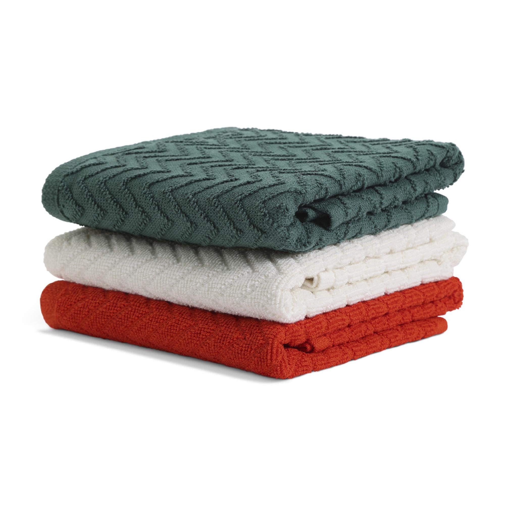 Habitat Zig Zag Terry Tea Towels Red/Green/Grey 3pk GOODS Sainsburys   