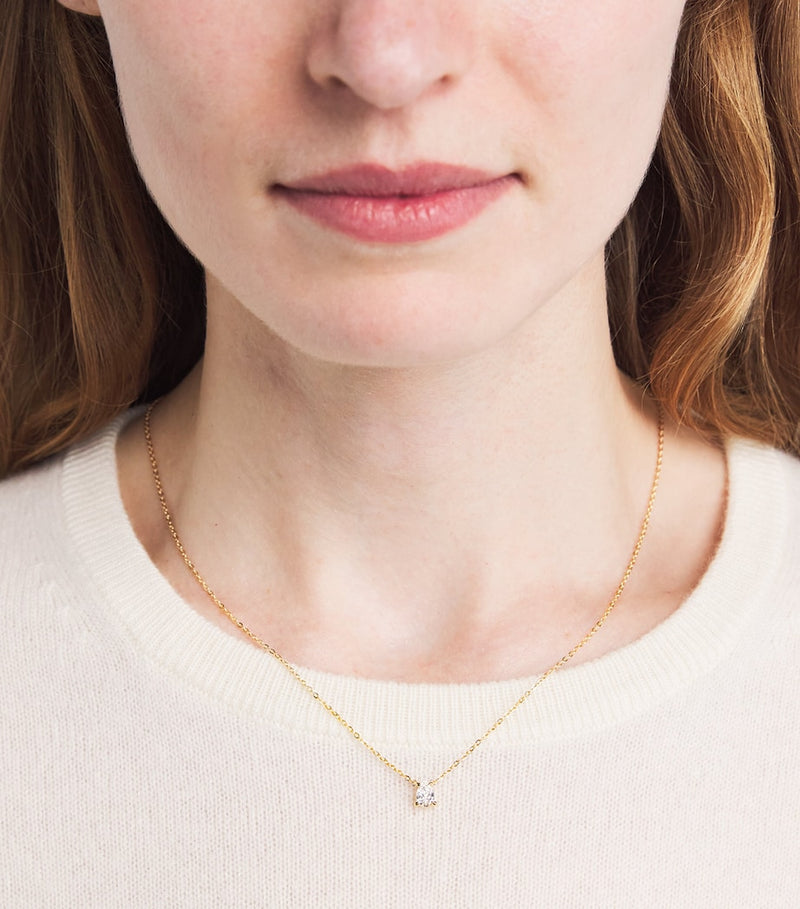 Harrods yellow gold diamond pendant necklace 0.50ct, imported from the UK